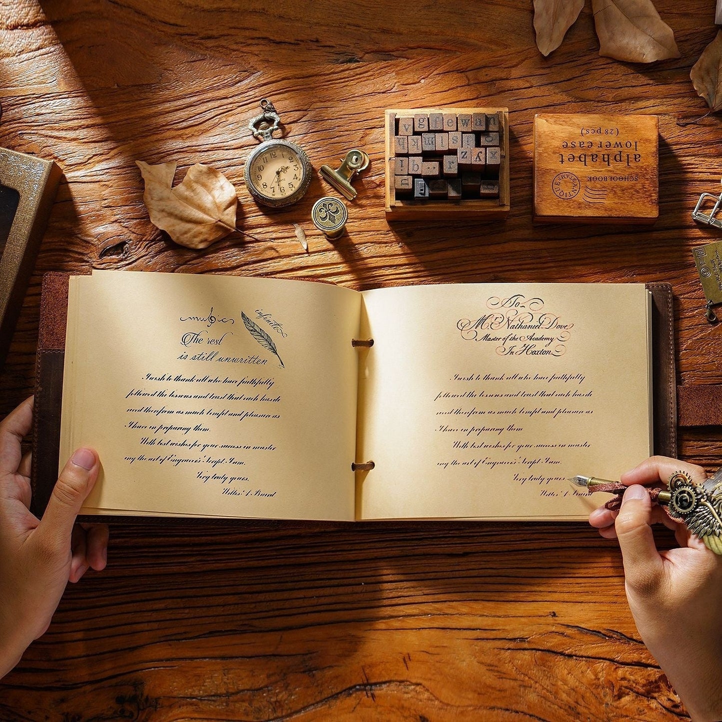 Vintage Handmade Leather Sketchbook - Cerulean Blue