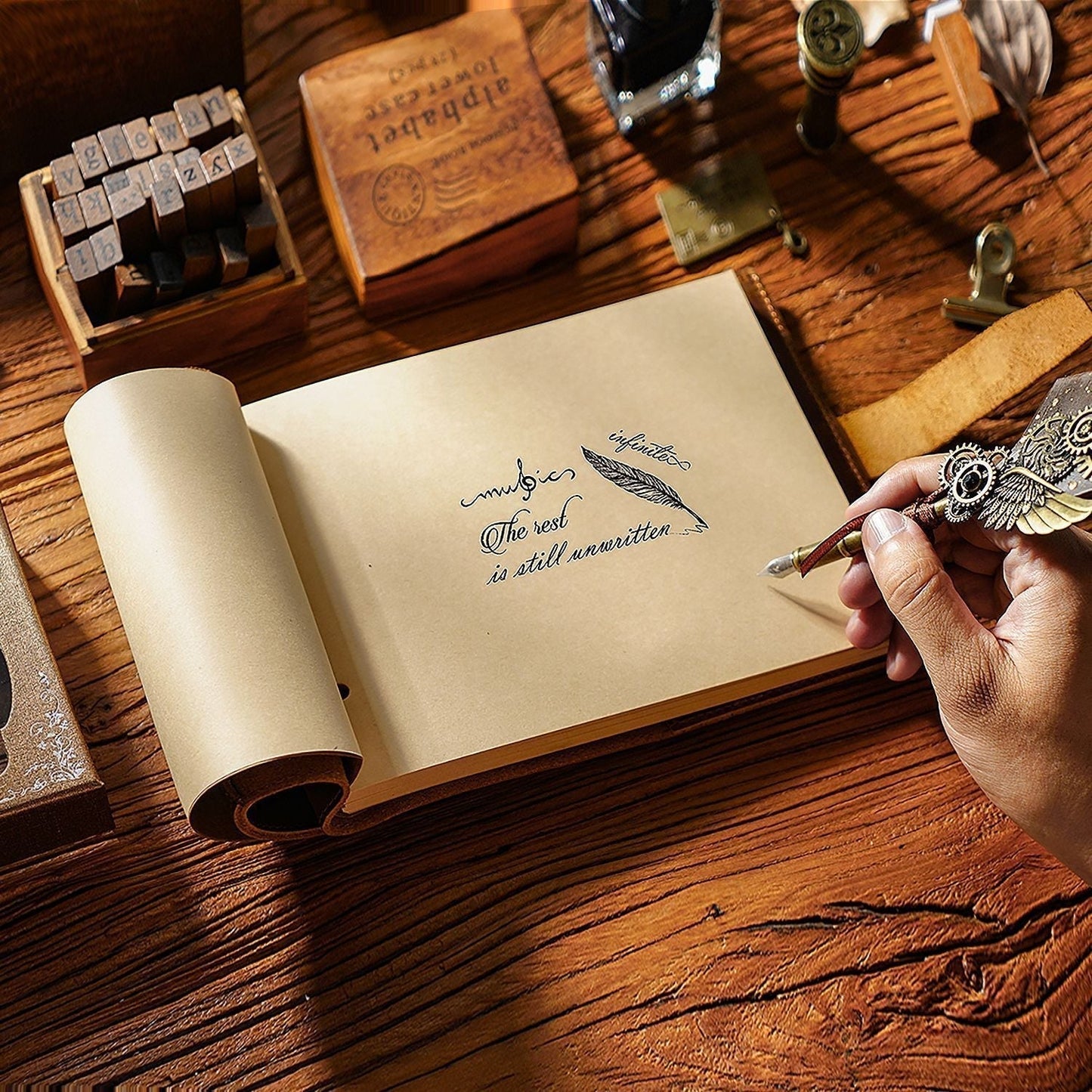 Vintage Handmade Leather Sketchbook - Coffee Brown