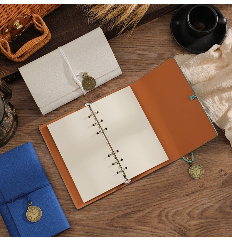 Vintage Vegan Leather Textured Ring-Binder Notebook