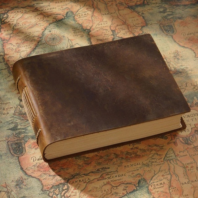 Vintage Hand-Sewn Leather-Bound Sketchbook