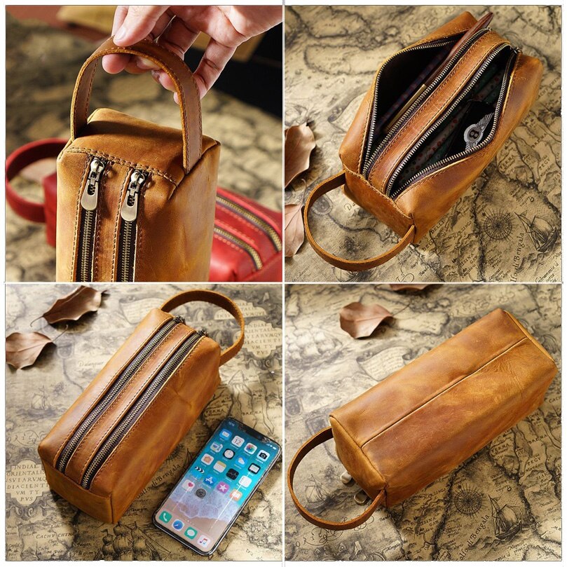 Vintage Handmade Double-Zipper Pencil Case