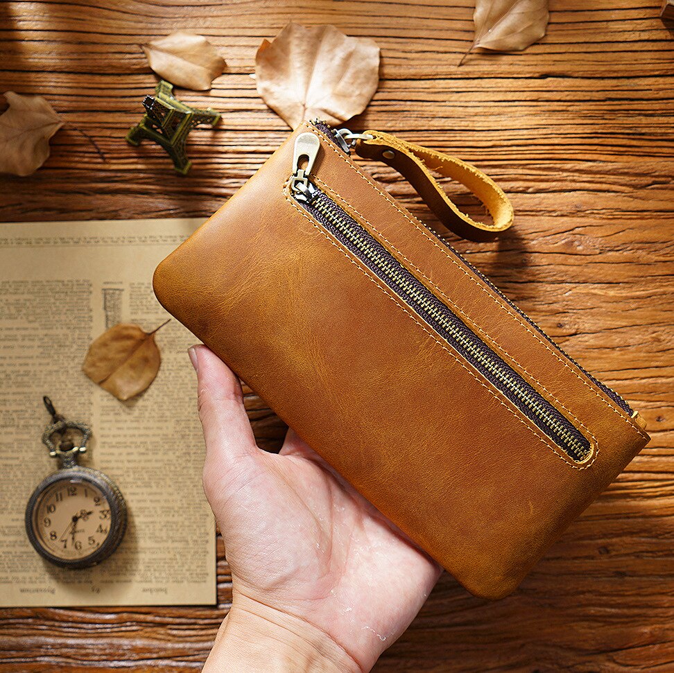 Handmade Luxury Leather Zipper Pencil Case