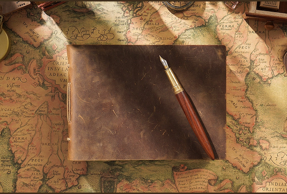 Vintage Hand-Sewn Leather-Bound Sketchbook