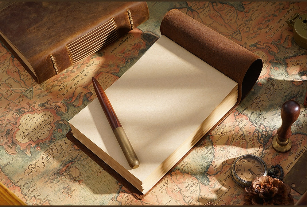 Vintage Hand-Sewn Leather-Bound Sketchbook