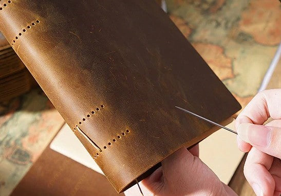Vintage Hand-Sewn Leather-Bound Sketchbook