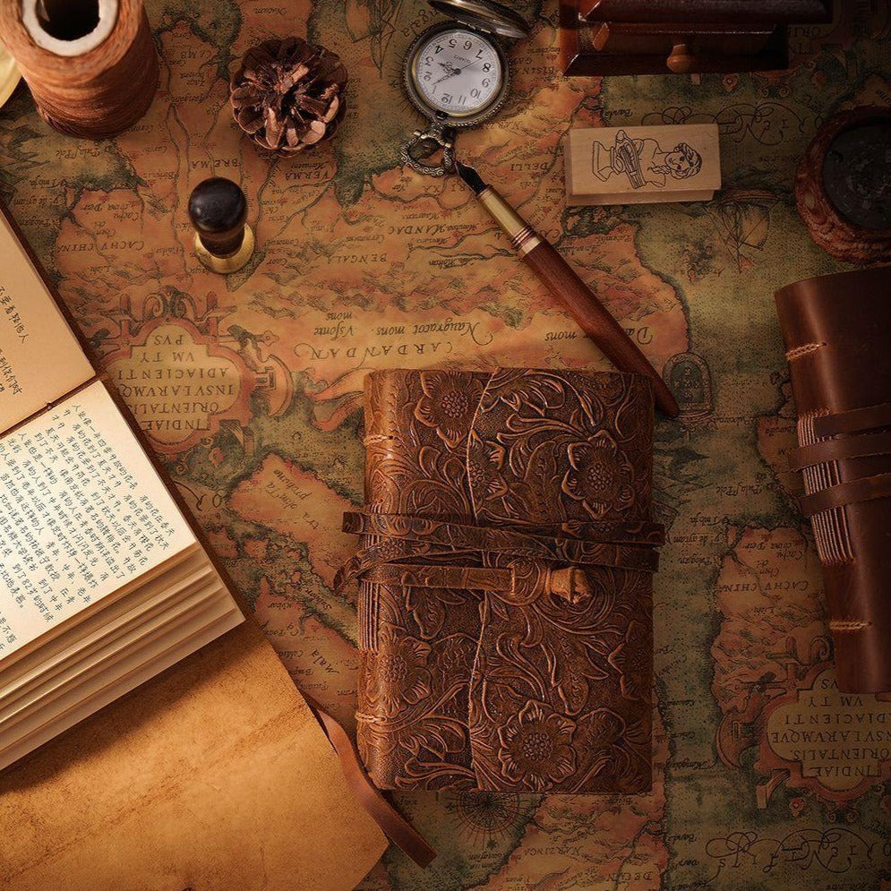 Elegant Handmade Leather Wrap-Around Journal - The Vintage Stationery Store