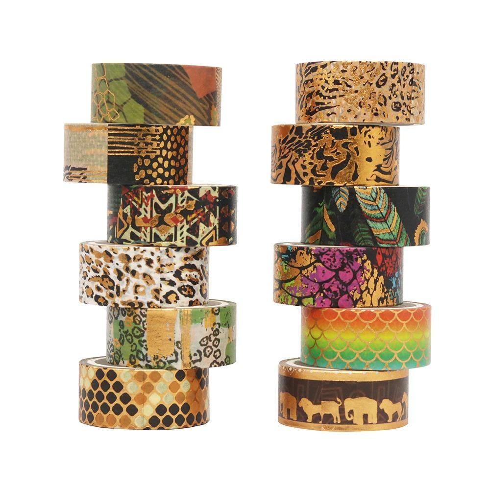 Retro Animal Print Inspired Washi Tape Set - 12 pcs/set - The Vintage Stationery Store