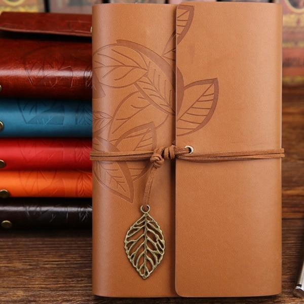 Vegan Leather Leaf Charm Notebook - The Vintage Stationery Store