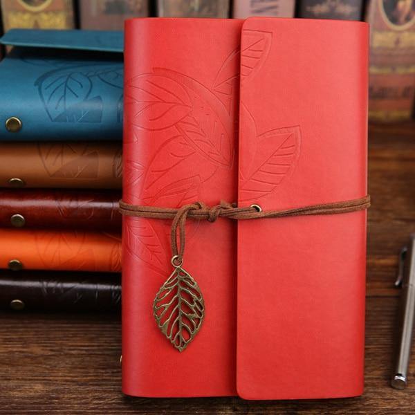 Vegan Leather Leaf Charm Notebook - The Vintage Stationery Store
