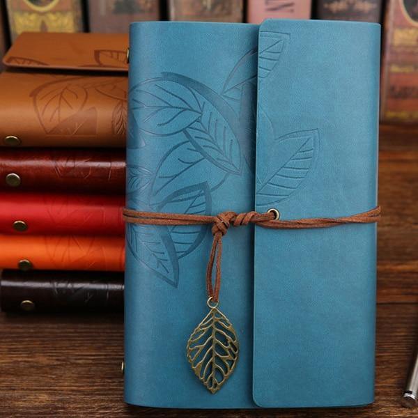 Vegan Leather Leaf Charm Notebook - The Vintage Stationery Store