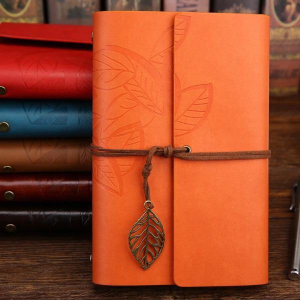 Vegan Leather Leaf Charm Notebook - The Vintage Stationery Store