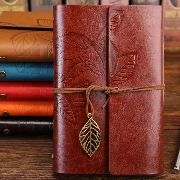 Vegan Leather Leaf Charm Notebook - The Vintage Stationery Store