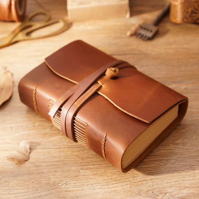 Elegant Handmade Leather Wrap-Around Journal - The Vintage Stationery Store