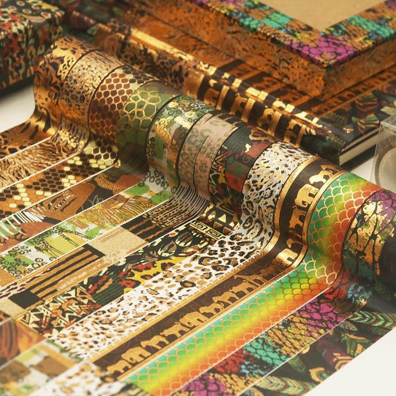 Retro Animal Print Inspired Washi Tape Set - 12 pcs/set - The Vintage Stationery Store