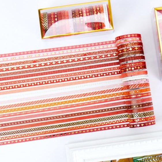 Vintage Shimmering Skinny Washi Tape Set - 20 pcs/set - The Vintage Stationery Store