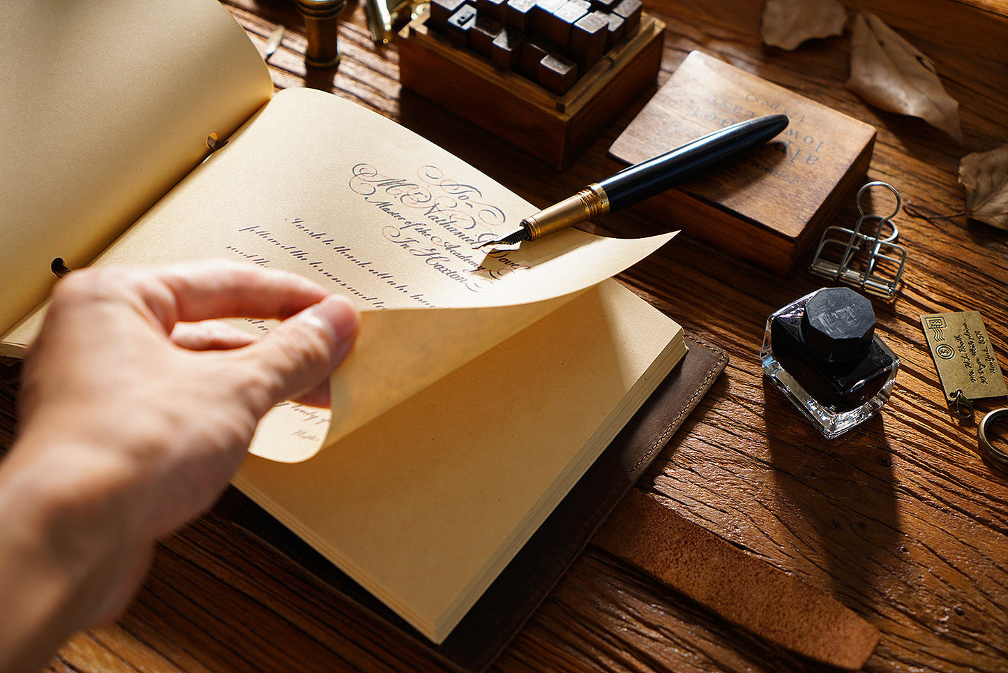 Vintage Handmade Leather Sketchbook - Tan