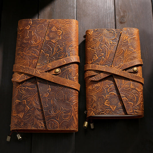 Vintage Textured Leather Wraparound Journal
