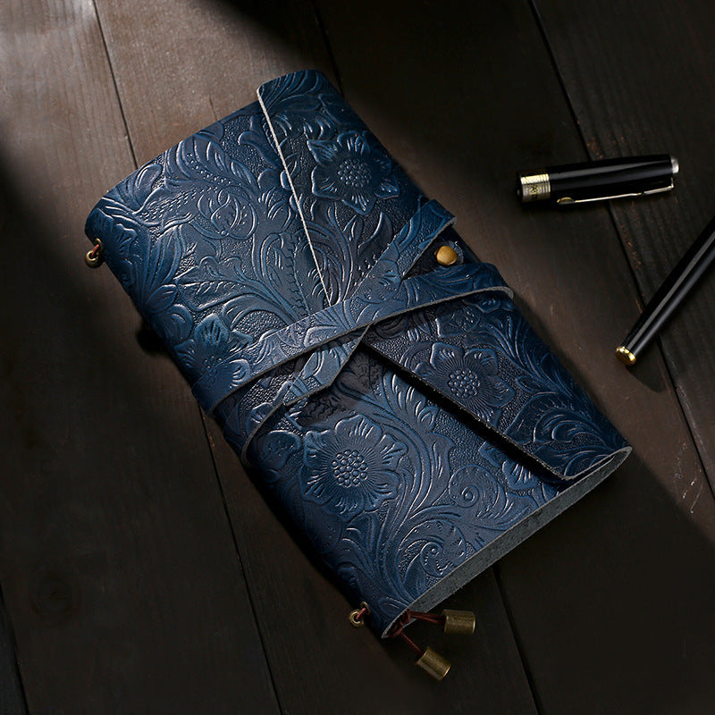 Vintage Textured Leather Wraparound Journal