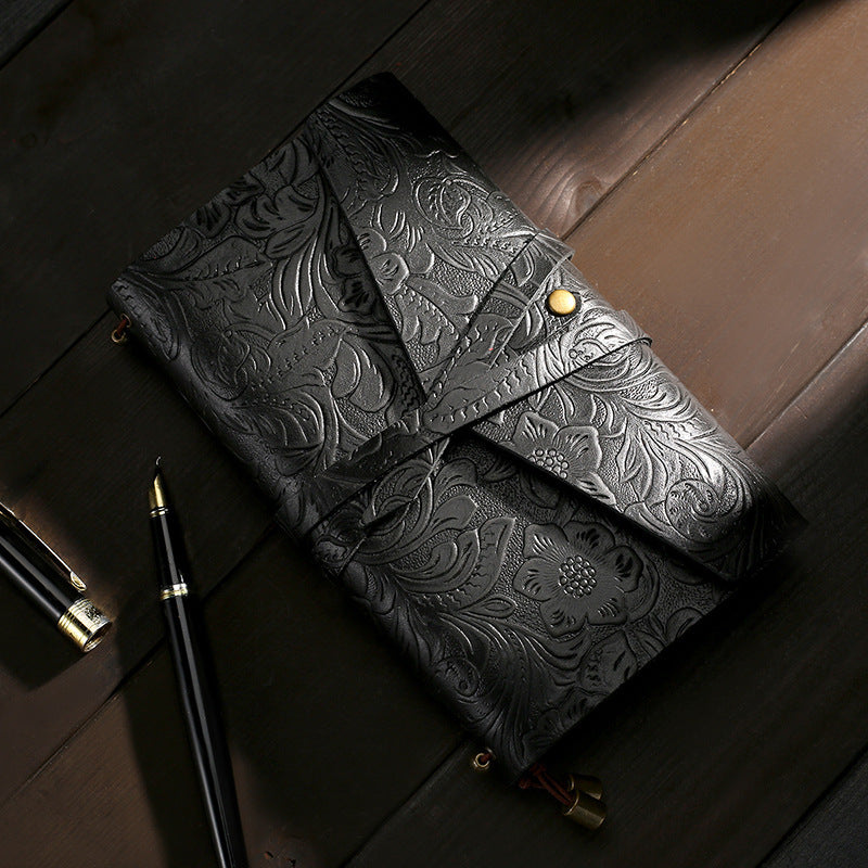 Vintage Textured Leather Wraparound Journal