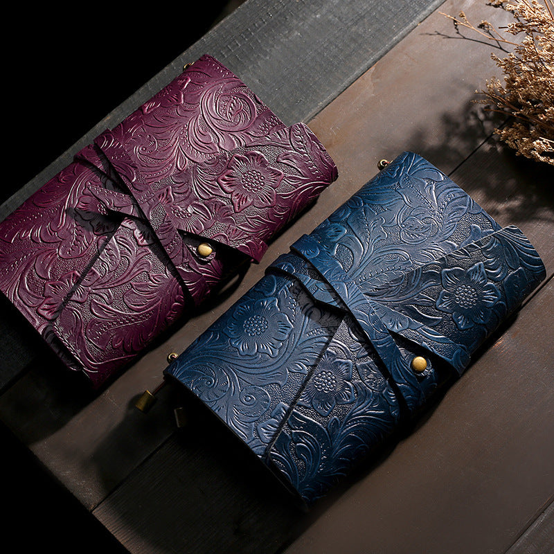 Vintage Textured Leather Wraparound Journal