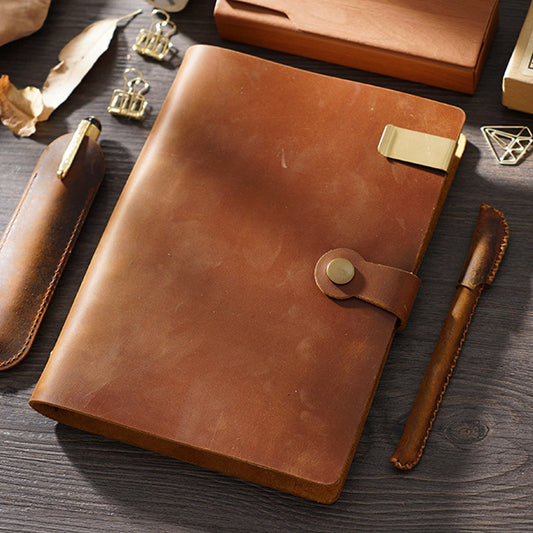 Vintage Large Leather Ring Binder Sketchbook (A5)