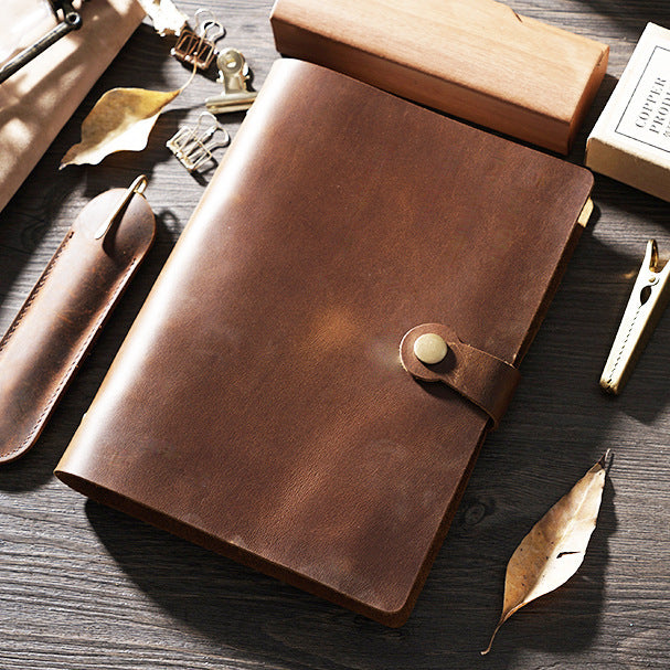 Vintage Large Leather Ring Binder Sketchbook (A5)