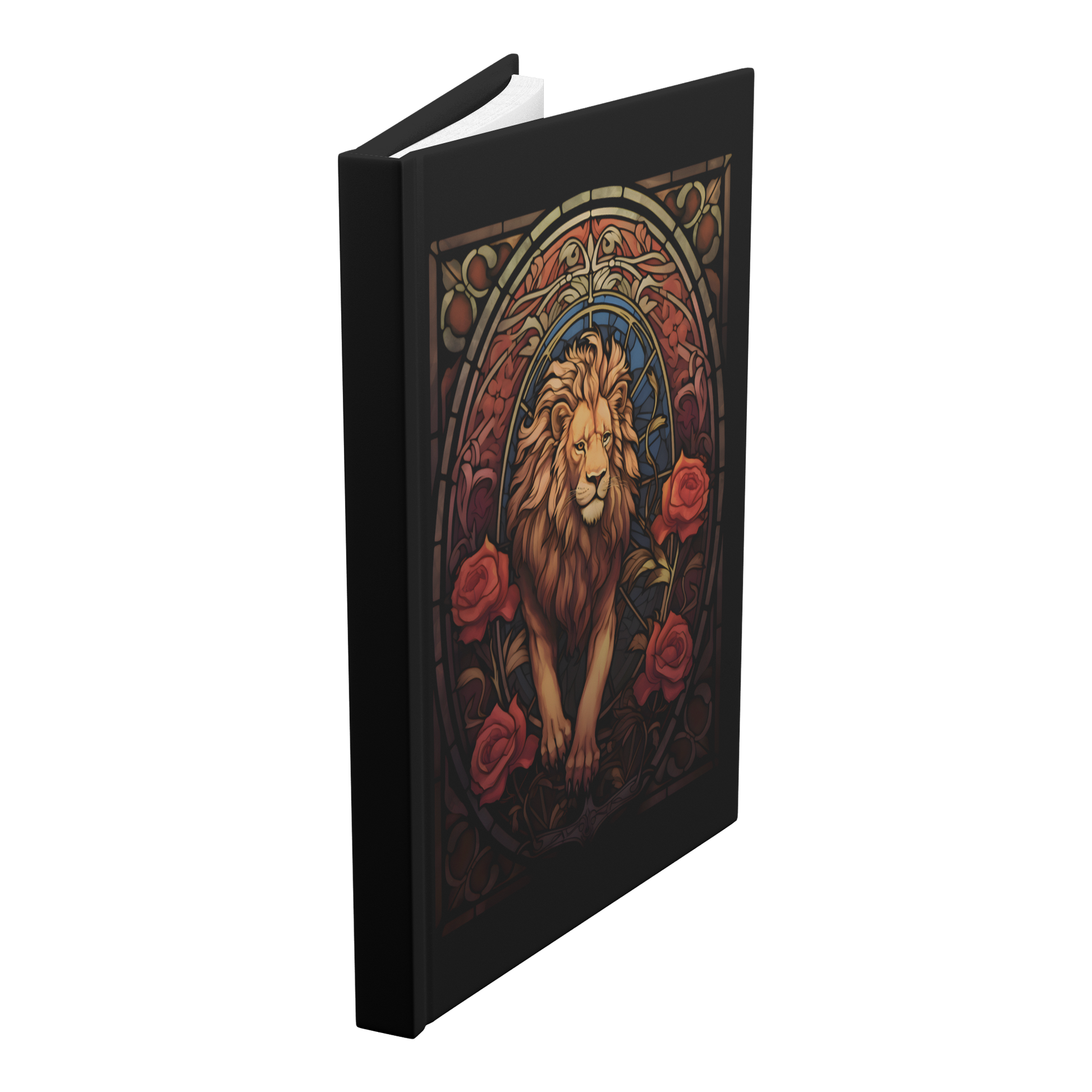 Gryffindor_Inspired_Notebook_Limited_Ed_Standing_Angle_Mockup.png