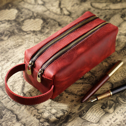 Vintage Handmade Double-Zipper Pencil Case