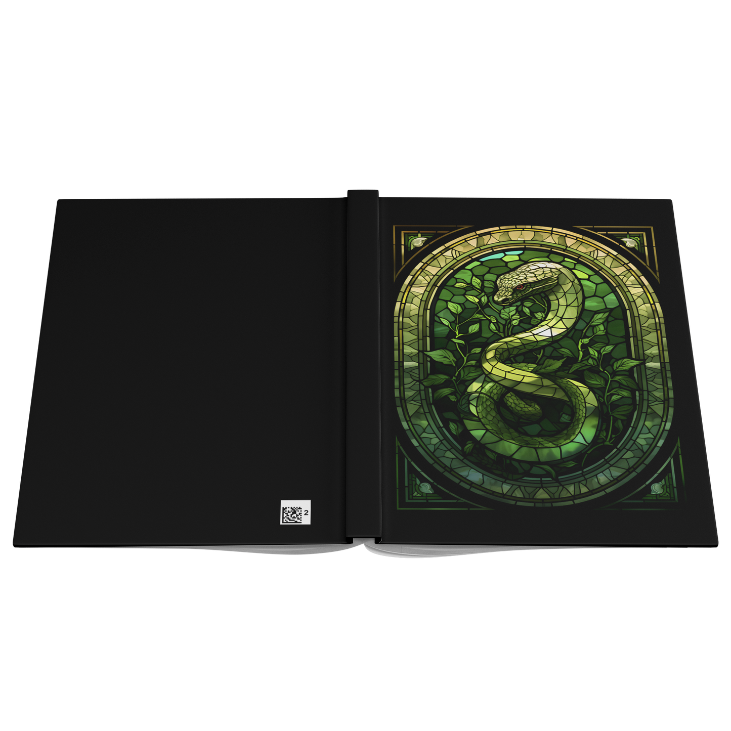 Slytherin_Inspired_Notebook_Limited_Edi_Open_Cover_Flat_Mockup.png