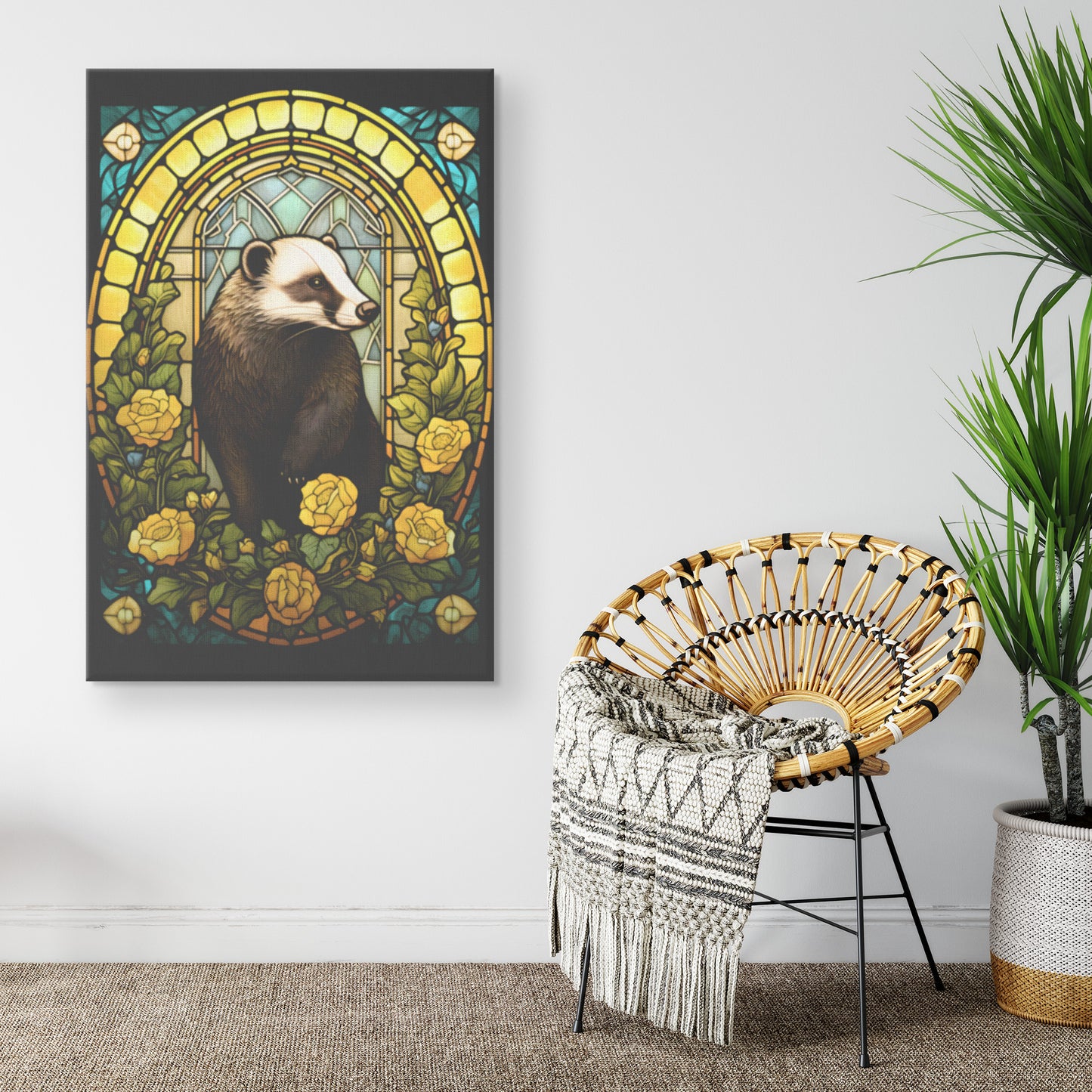 Vintage Hufflepuff Badger Canvas Print