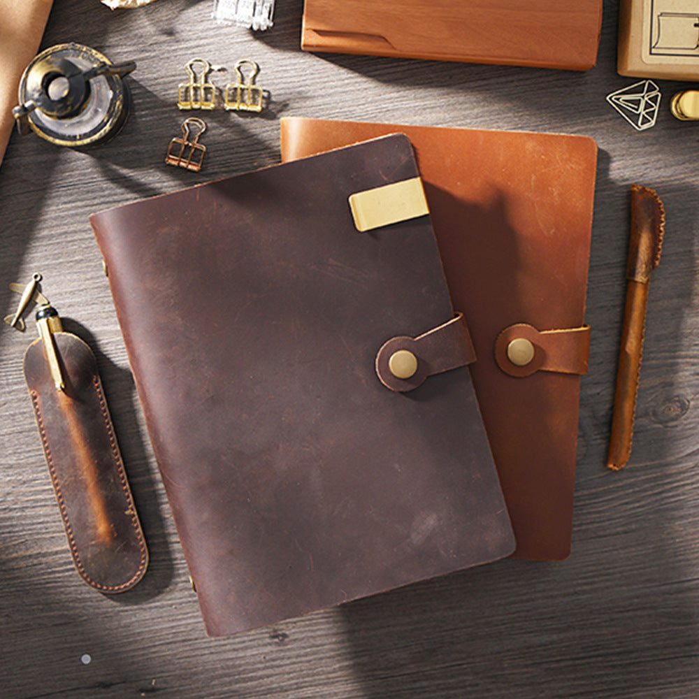 Vintage Large Leather Ring Binder Sketchbook (A5)