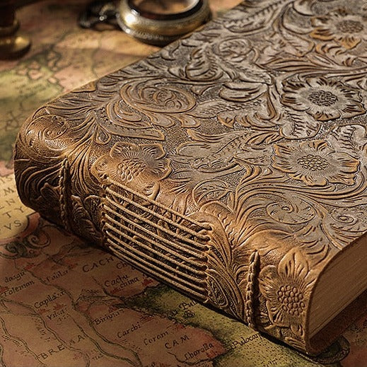 Embossed Vintage Leather-Bound Sketchbook