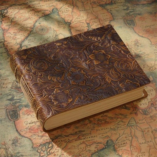 Embossed Vintage Leather-Bound Journal - The Vintage Stationery Store