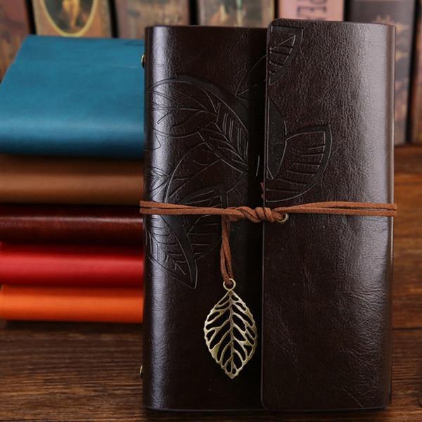 Vegan Leather Leaf Charm Notebook - The Vintage Stationery Store
