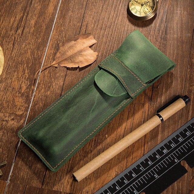 Vintage Handmade Italian Leather Pencil Case - The Vintage Stationery Store