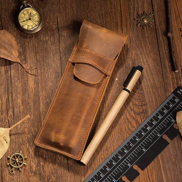 Vintage Handmade Italian Leather Pencil Case - The Vintage Stationery Store