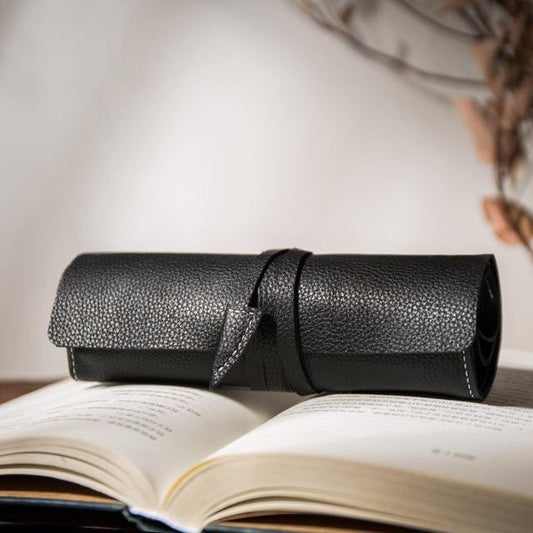 Elegant Leather Roll Up Pencil Case - The Vintage Stationery Store